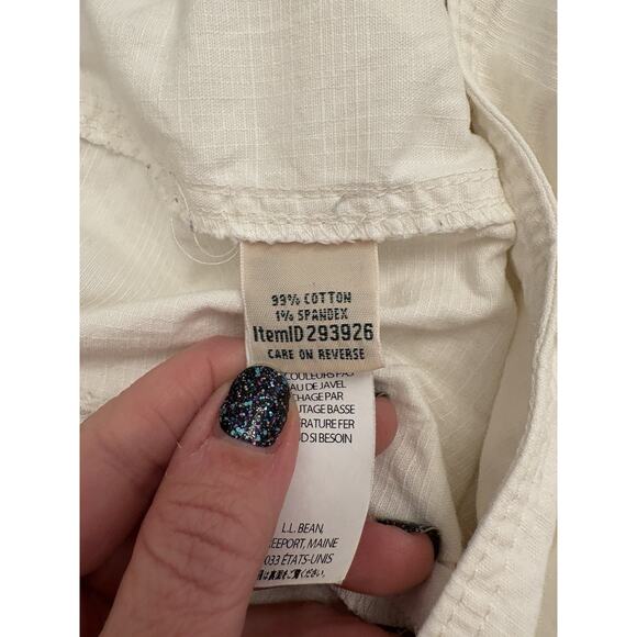 LL Bean Favorite Fit Women’s White Cotton Pants Size 14 Lightweight Pockets - Picture 7 of 8